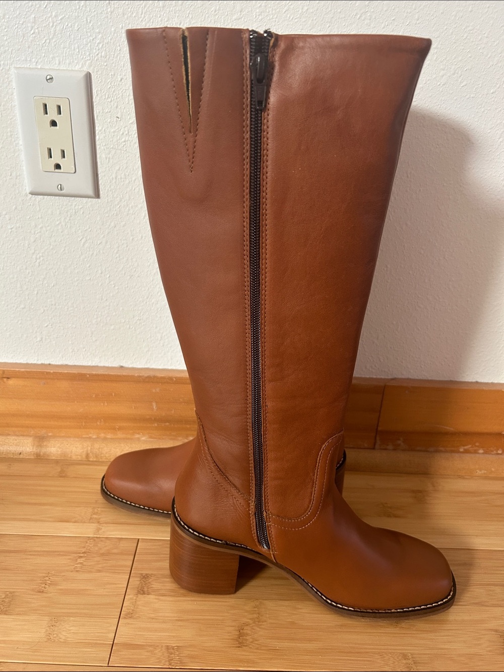Portland Leather Patina Women's Tall Knee-High Leather Block Heel Oslo Boots - Picture 9 of 12
